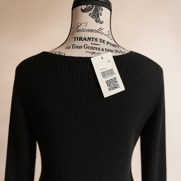 Uniqlo Ribbed Knit Black Midi Dress, Size M - Picture 3 of 5